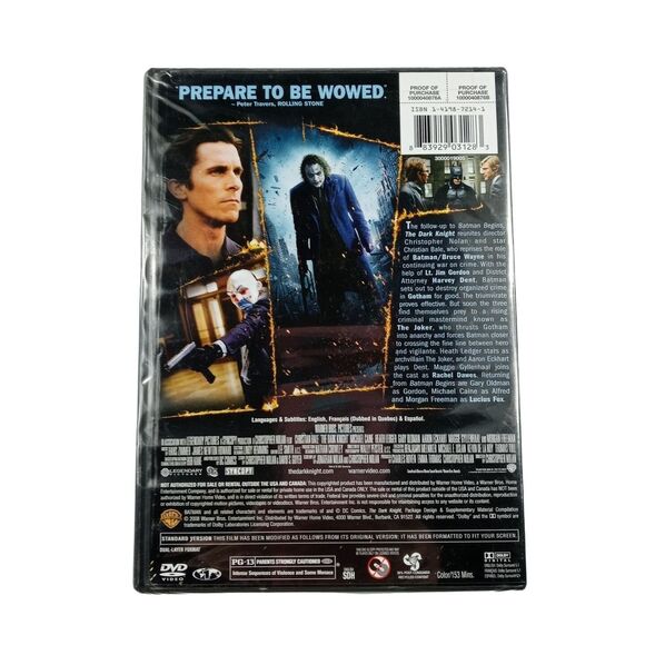 The Dark Knight New DVD Movie Batman Christian Bale Michael Cain 2008 - Picture 2 of 2